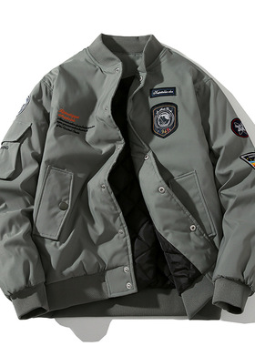 SWAG MOB正品冬装新款空军MA1飞行员夹克加棉加厚外套刺绣棒球服