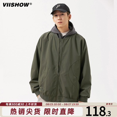 VIISHOW棒球领冲锋夹克男