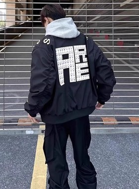 SWAG春秋cleanfit贴布飞行员夹克男款美式潮牌高级感廓形外套