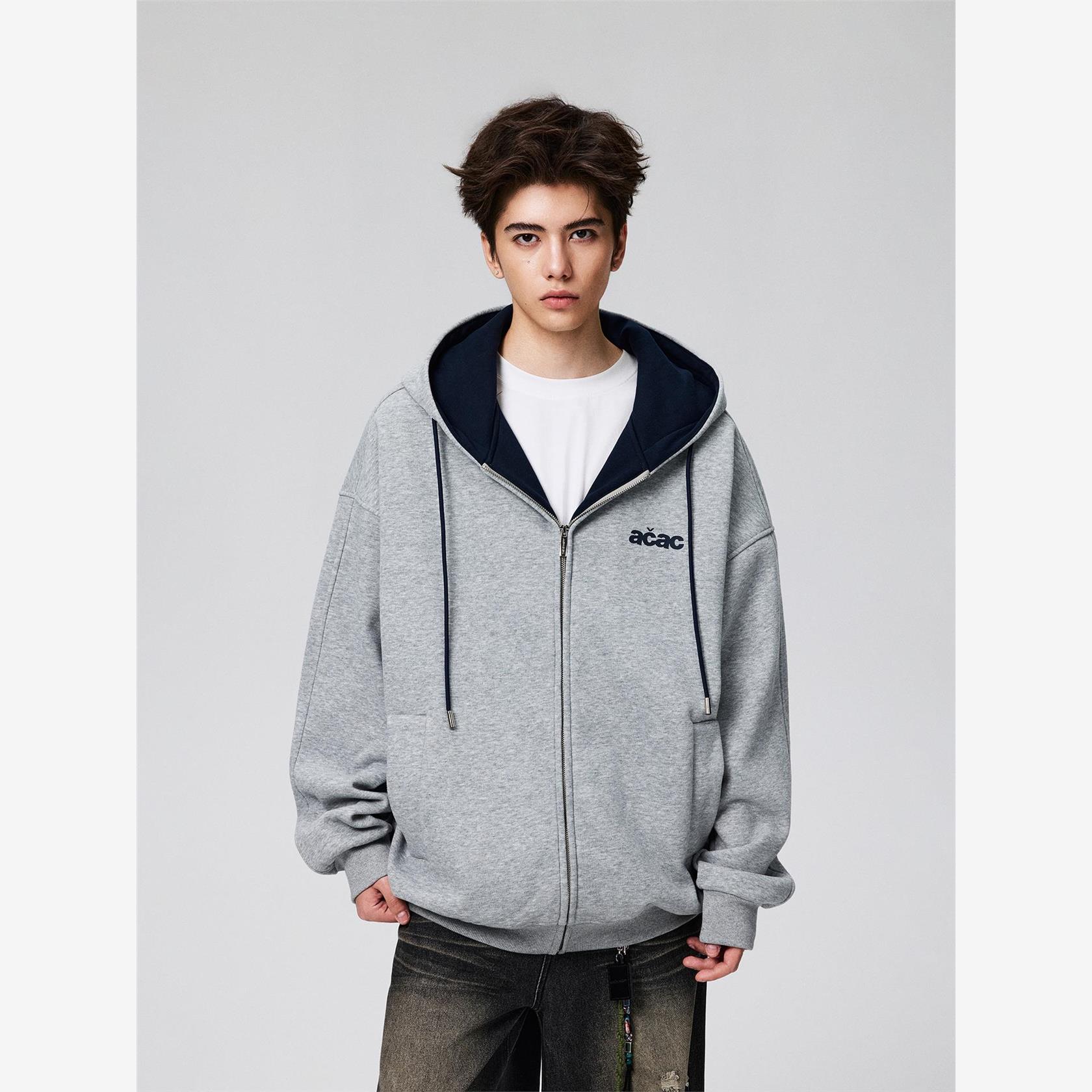 【Achock官方店】空气层重磅基础纯色帽衫外套连帽拼色拉炼卫衣衫