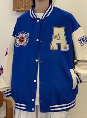 SWAG安心购美式复古薄款棒球服外套男女宽松街头嘻哈夹克衫