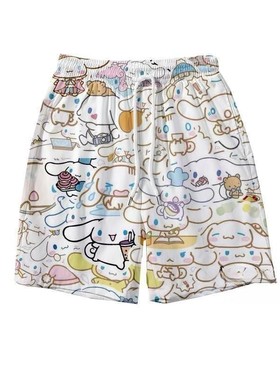 SWAG夏季短裤宽松居家五分睡卡通印花裤睡裤休闲裤情侣海边度假1