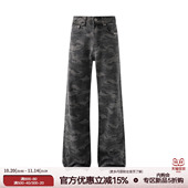 新因素美式 子 复古高街秋冬休闲宽松长裤 基础迷彩直筒牛仔裤 男女款
