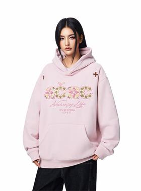 【Achock官方店】acac系列毛巾绣连帽卫衣美式街头帽衫外套头卫衣