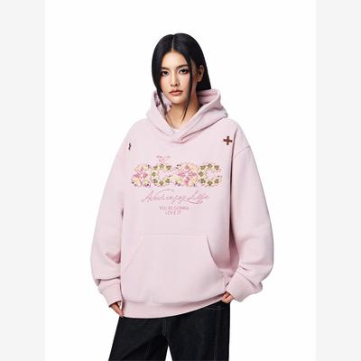 【Achock官方店】acac系列毛巾绣连帽卫衣美式街头帽衫外套头卫衣