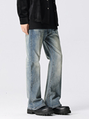 男水洗高街宽松cleanfit复古蓝vibe裤 新因素美式 直筒微喇牛仔裤 子