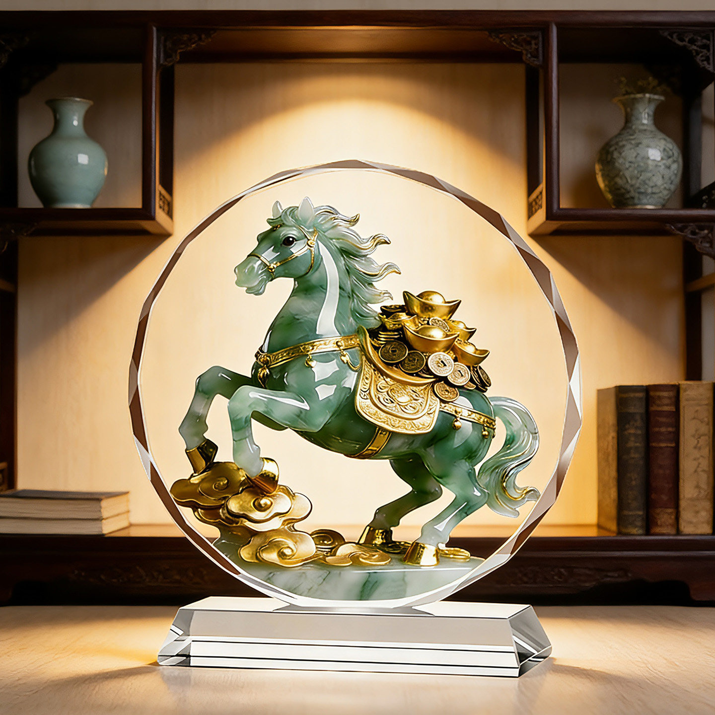 立马生财高档水晶摆件客厅玄关桌面摆件装饰乔迁新居礼品招财装饰,家居饰品,桌面摆件,淘宝优惠券,粉丝福利购,淘宝优惠卷