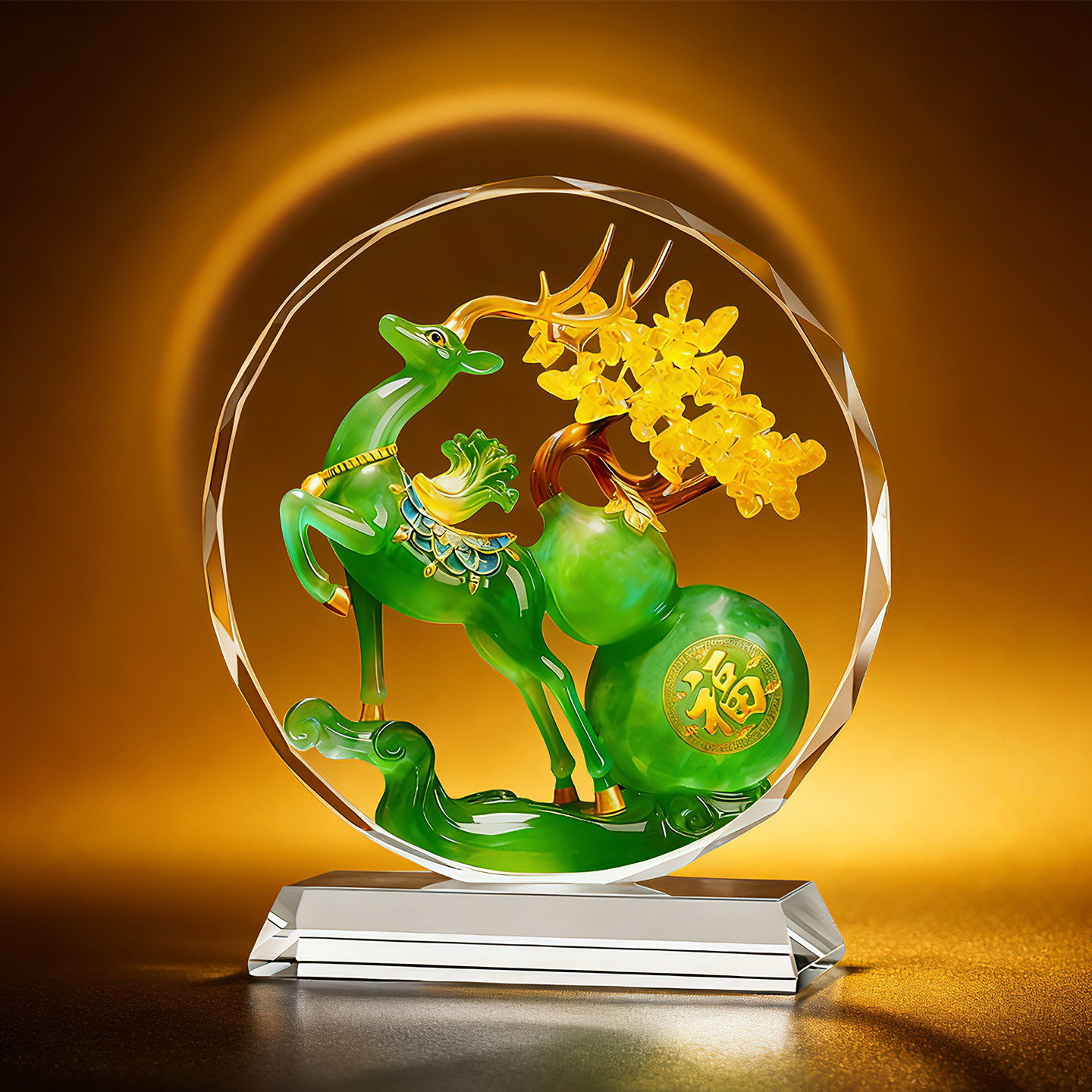 一鹿发财水晶摆件桌面客厅玄关办公室装饰风水乔迁新居礼品招财,家居饰品,桌面摆件,淘宝优惠券,粉丝福利购,淘宝优惠卷