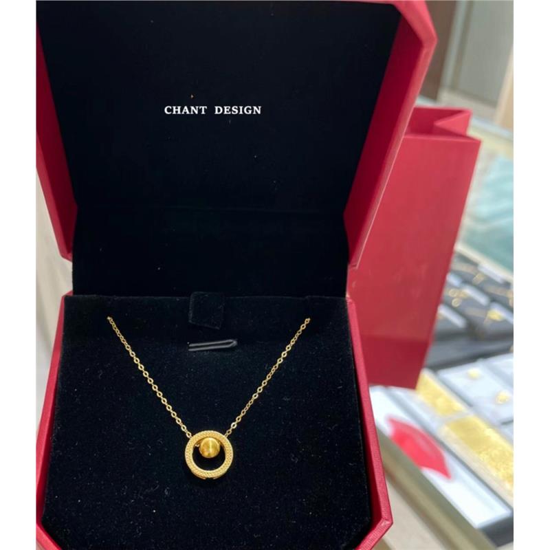 纯银镀黄金色时来运转猫眼项链女 ING气质圆环转运珠潮锁骨链礼物