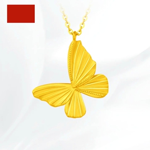 调太幅折纸蝴蝶项链 女纯银镀18K黄金锁骨链蝴蝶结时尚吊坠简约潮