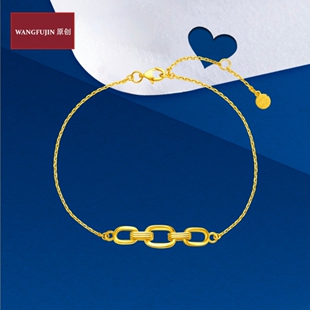 调太幅复古ing几何三环手链女环环相扣纯银镀18K黄金五环双环手环