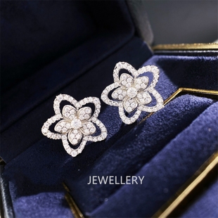C.F繁花耳钉 Flower幻影耳环18K金满钻蝴蝶钻石蝴蝶结 女纯银Wild