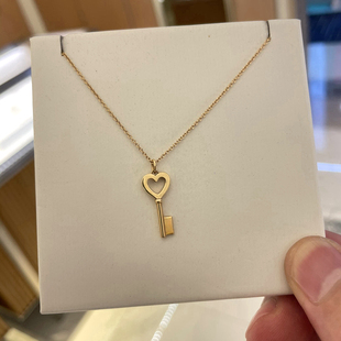 Keys迷你18k金心形钥匙项链女纯银玫瑰金爱心吊坠锁骨链轻奢小众
