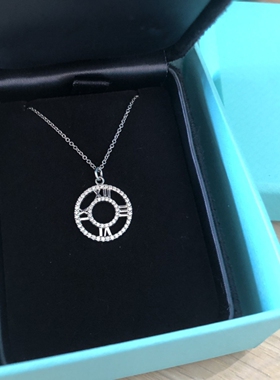 Т系 ATLES镂空罗马项链 女18K金数字圆环锁骨链钻石纯银双环黄金