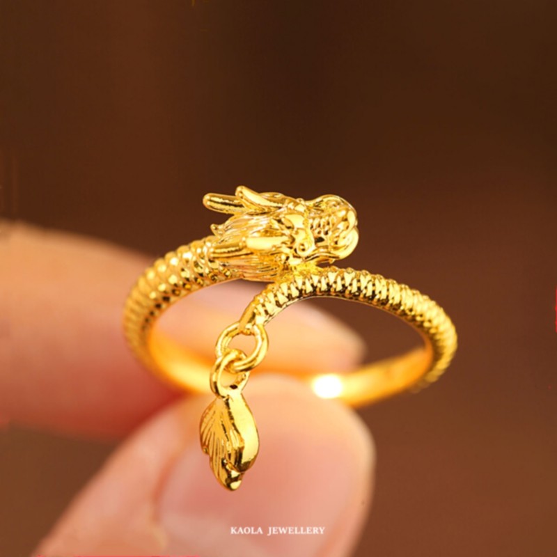 18K金神龙摆尾龙戒指 女黄金纯银生肖龙年龙鳞指环本命年戒子礼物,珠宝/钻石/翡翠,手饰,淘宝优惠券,粉丝福利购,淘宝优惠卷