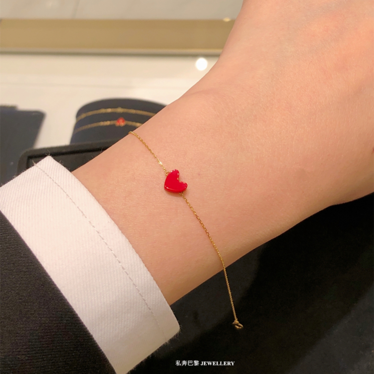 日本18K金小红心手链本命年礼物