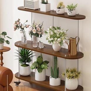 花架2025新款阳台落地式置物架可移动花架子客厅实木多层一体靠墙