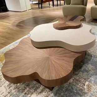 奶油风云朵实木茶几意式客厅创意网红简约现代不规则异形高级茶桌