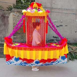 新款不锈钢旱船秧歌旱船结婚花船小推车社火旱船道具全套花轿