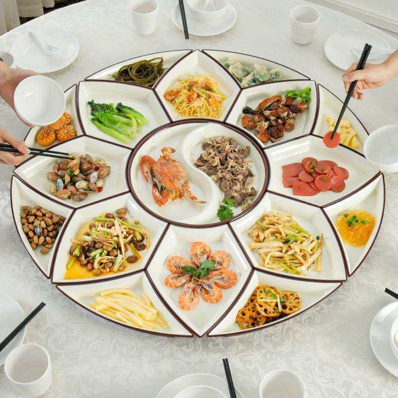 密胺拼盘餐具组合碗碟套装创意菜盘子火锅团圆圆桌年夜饭聚会餐盘