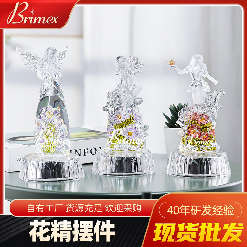 简约高端类水晶工艺品雕花天使斗牛摆件家居客厅书房办公室装饰品