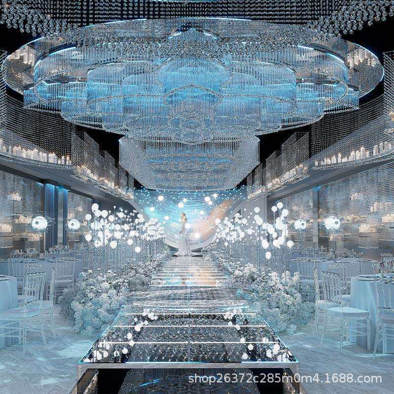 欧式婚庆宴会厅全案设计一站式舞台水晶吊顶婚礼堂非标设计灯具