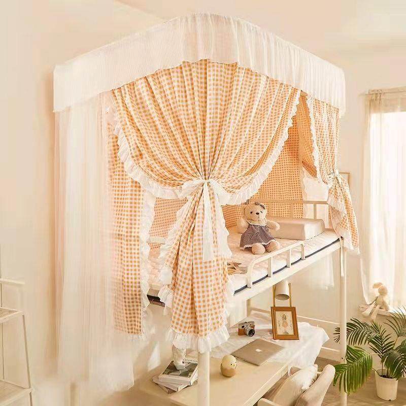 上铺床帘U型导轨遮光蚊帐学生宿舍上下铺风双层纱帐女生寝室床幔