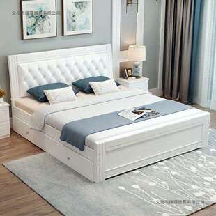 实木床现代简约1.8米主卧双人床家用1.5米经济性1米出租屋单人床