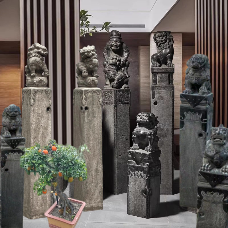 拴马柱 青石仿古拴马桩酒店石墩十二生肖石柱子兽头狮子麒麟貔貅
