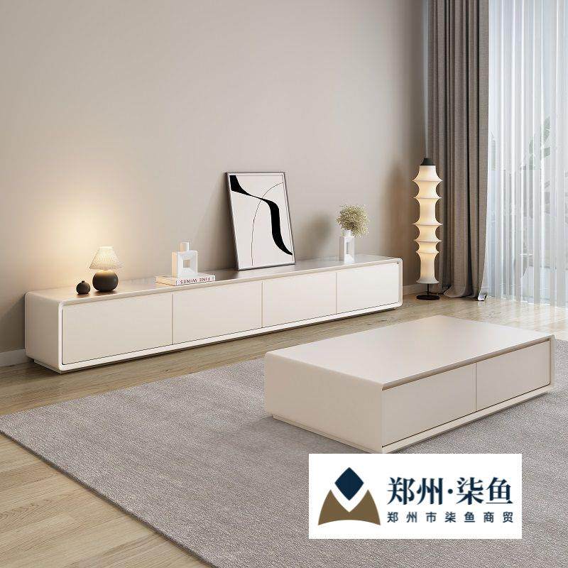 电视柜落地简约现代路由器北欧卧室客厅电视柜背部镂空穿线孔网红