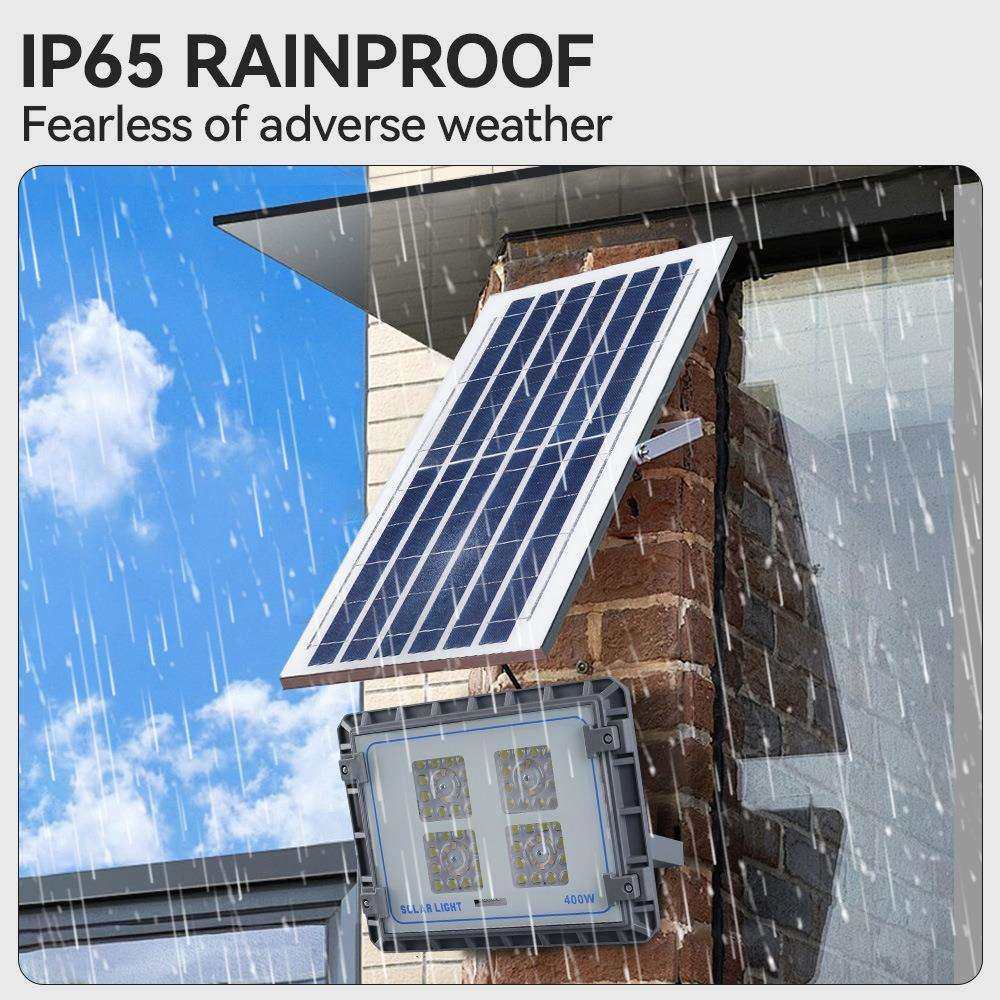 新品太阳能三色投光灯400WLED户外防水ABS泛光灯农村超亮庭院灯