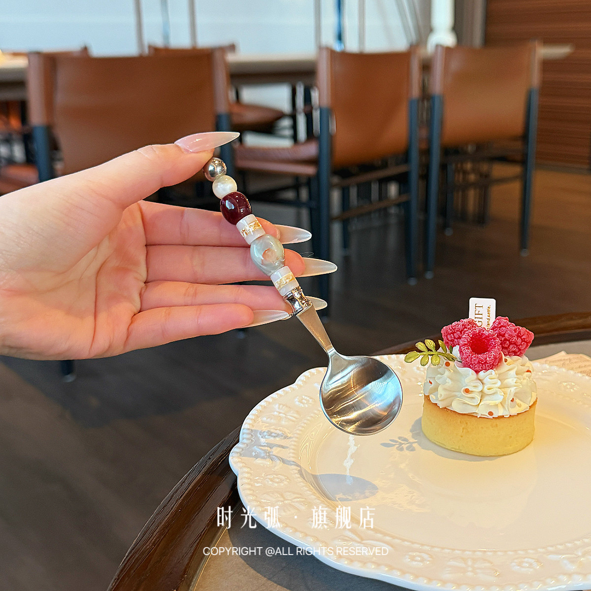 原创手工｜近期爱用！红果缀枝串珠304不锈钢甜品小圆勺咖啡勺子,餐饮具,西餐勺,淘宝优惠券,粉丝福利购,淘宝优惠卷