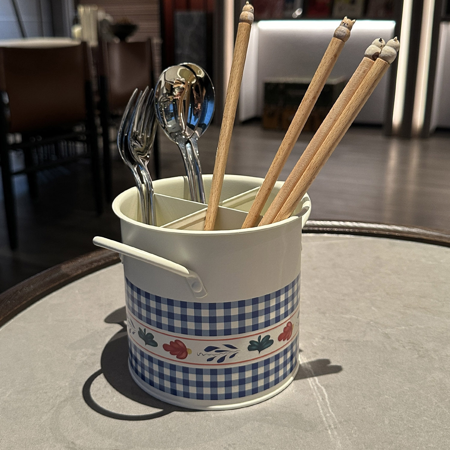 *老板娘自留漂亮*中古vintage餐具桶筷子笼刀叉收纳桶内分隔沥水