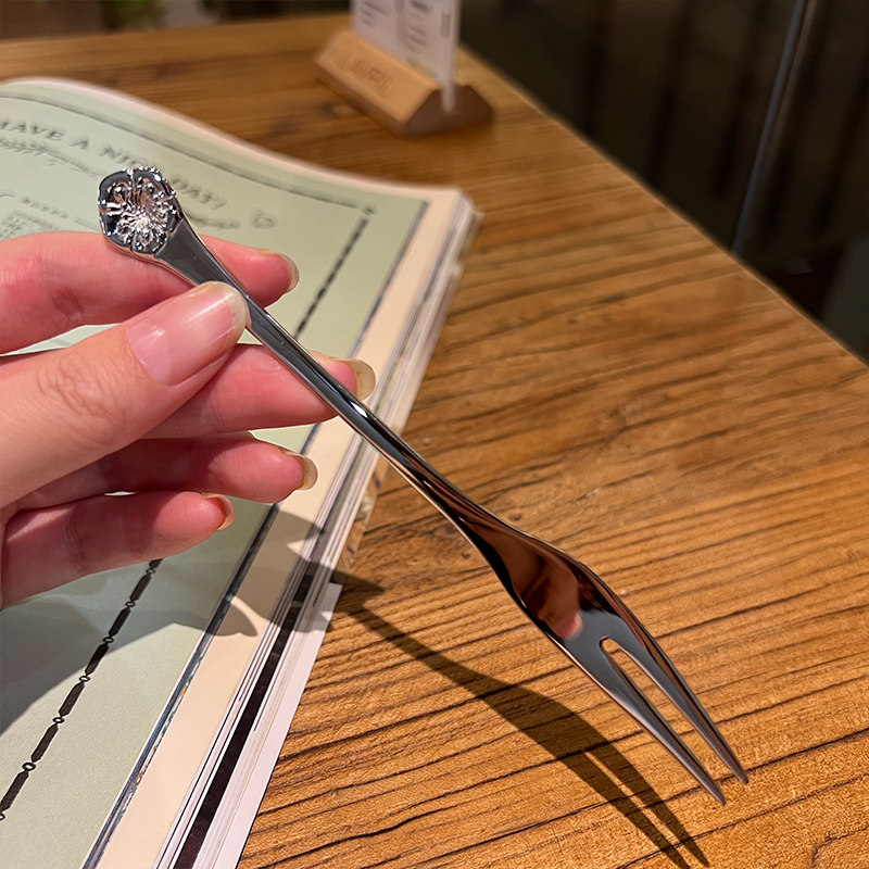 *老板娘自留款漂亮*出口18/10不锈钢水果叉子点心叉月饼叉甜品