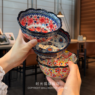 波兰手绘陶瓷碗复古饭碗汤碗面碗米饭碗 老板娘自用 餐具控分享