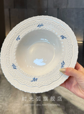 复古浮雕蕾丝高颜值盛汤菜深盘