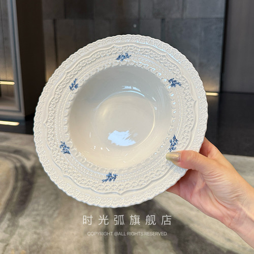 复古浮雕蕾丝高颜值盛汤菜深盘