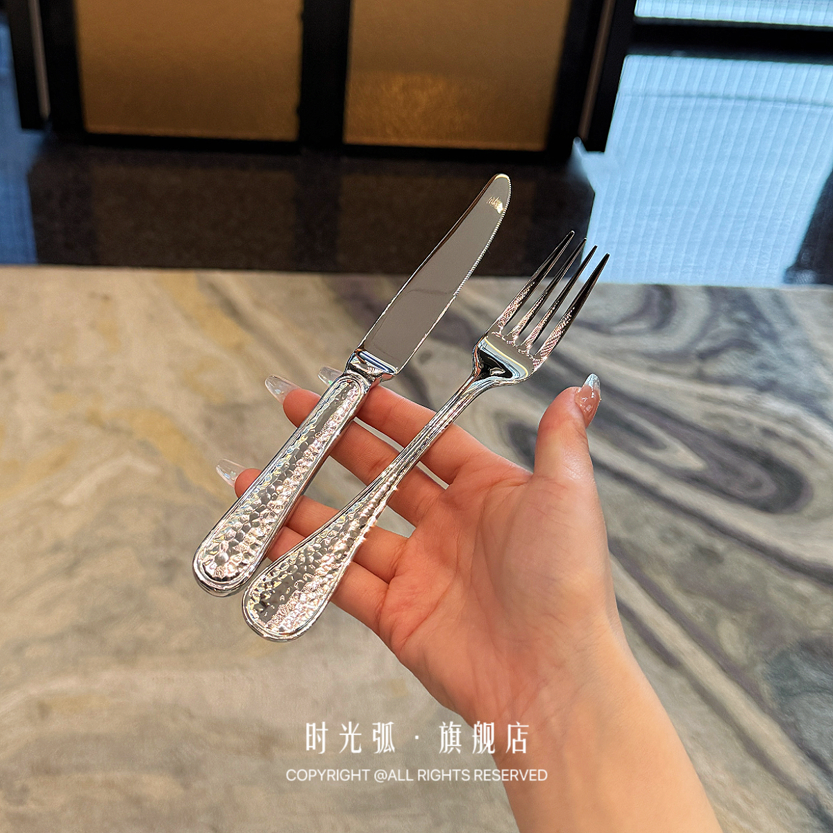 高级货眼见为实｜欧式锤纹西餐具两件套不锈钢刀叉套装牛排刀叉