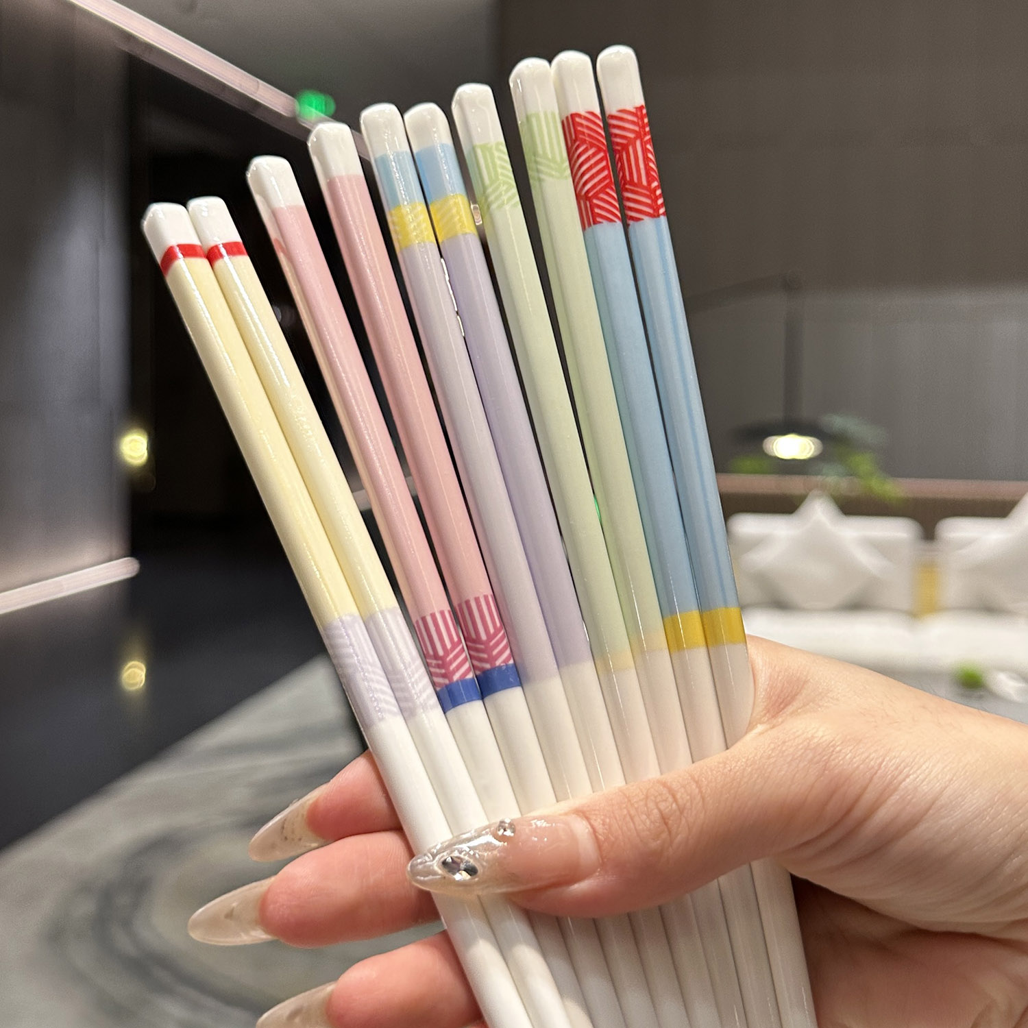 【老板娘自留】5双装ins网红陶瓷马卡龙筷子家用筷子一人 一筷