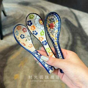 老板娘用复古异域风小汤勺 陶瓷勺子喝汤汤匙粥勺甜品勺吃饭勺