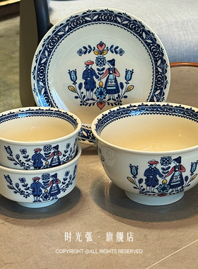 童话绘本丨英国Johnson Brothers中古手绘西餐盘陶瓷米饭碗汤面碗
