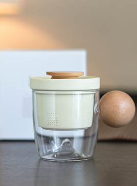 满容量260cc质感同心杯茶水分离飘逸杯万能冲泡陶瓷茶滤玻璃杯