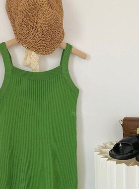 女童韩系吊带裙2026夏季新款儿童装纯色连衣裙子女宝宝针织背心裙