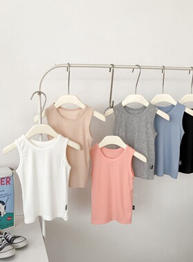 中大男女童打底背心夏季新款宝宝无袖内搭坑条工字弹力上衣