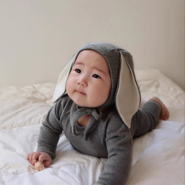 2026韩国童装春款款小兔耳朵帽子睡衣套装儿童打底家居服A类安全