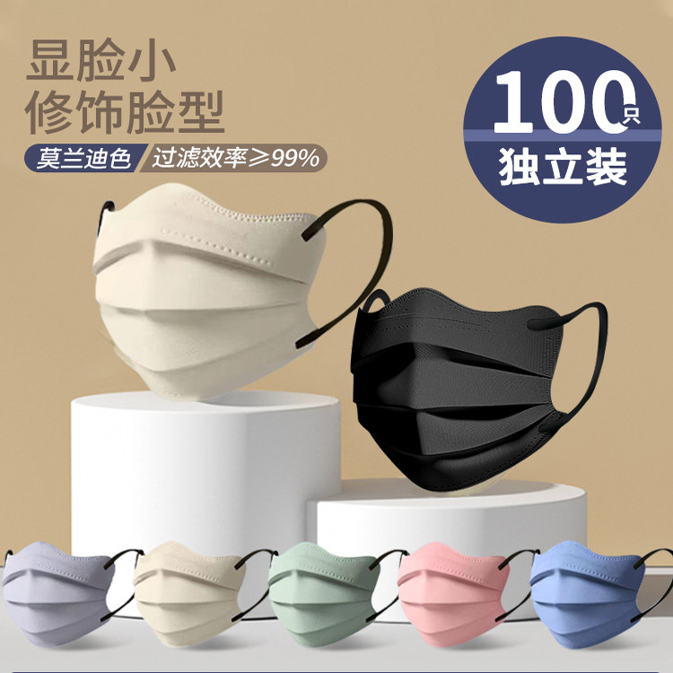 莫兰迪色医用外科一次性医疗口罩三层成人女高颜值蝶形2025新款