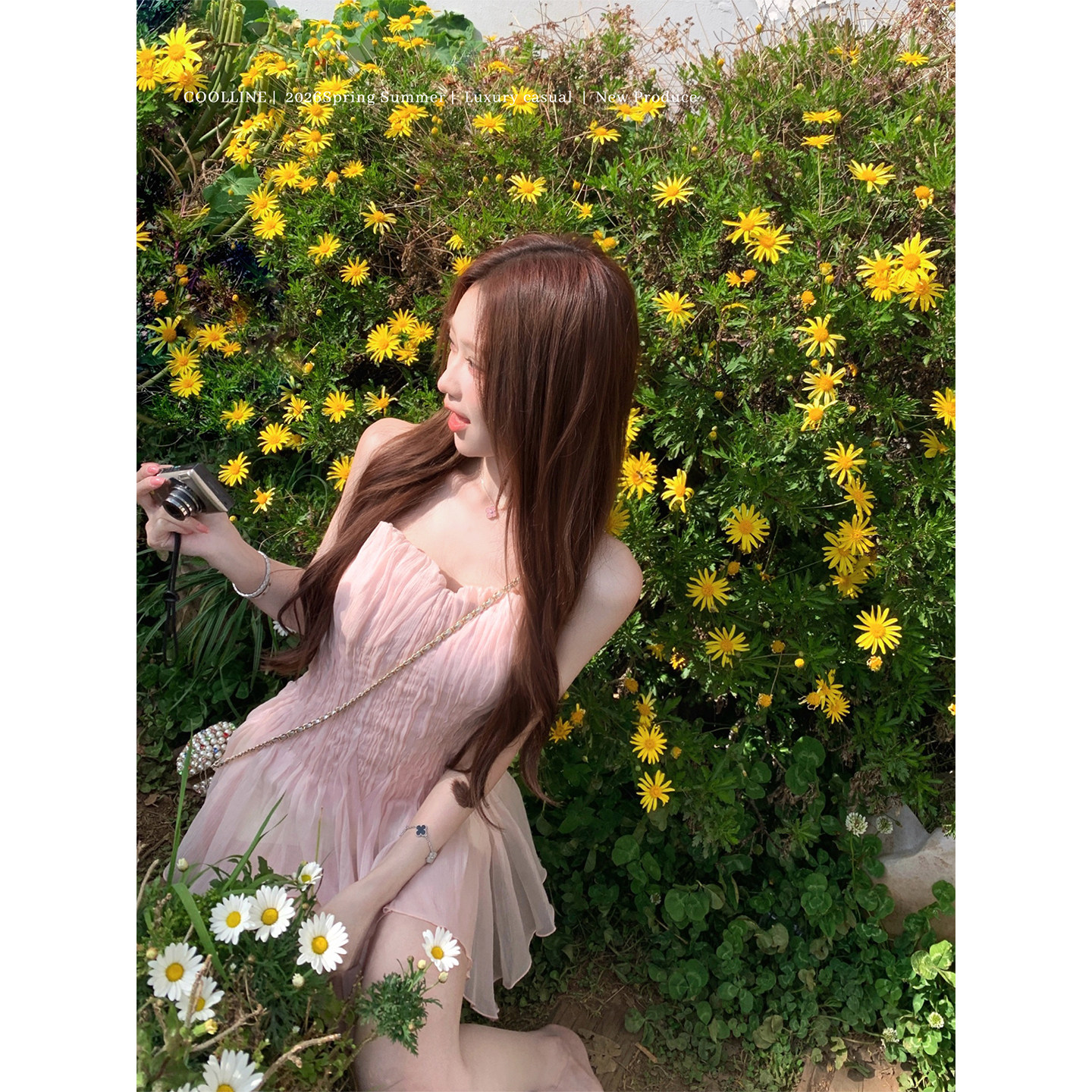 COOLLINE林子熙 仙子之吻 绝美显白神仙粉!人鱼收腰显瘦抹胸上衣