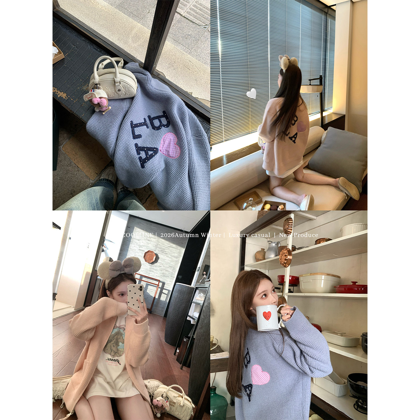 COOLLINE林子熙 帕丁顿记事簿 招牌高克重大毛衣质感针织开衫外套