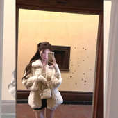 COOLLINE林子熙 嗲嗲兔 D家财阀獭兔皮草斗篷小众小翻领外套上衣