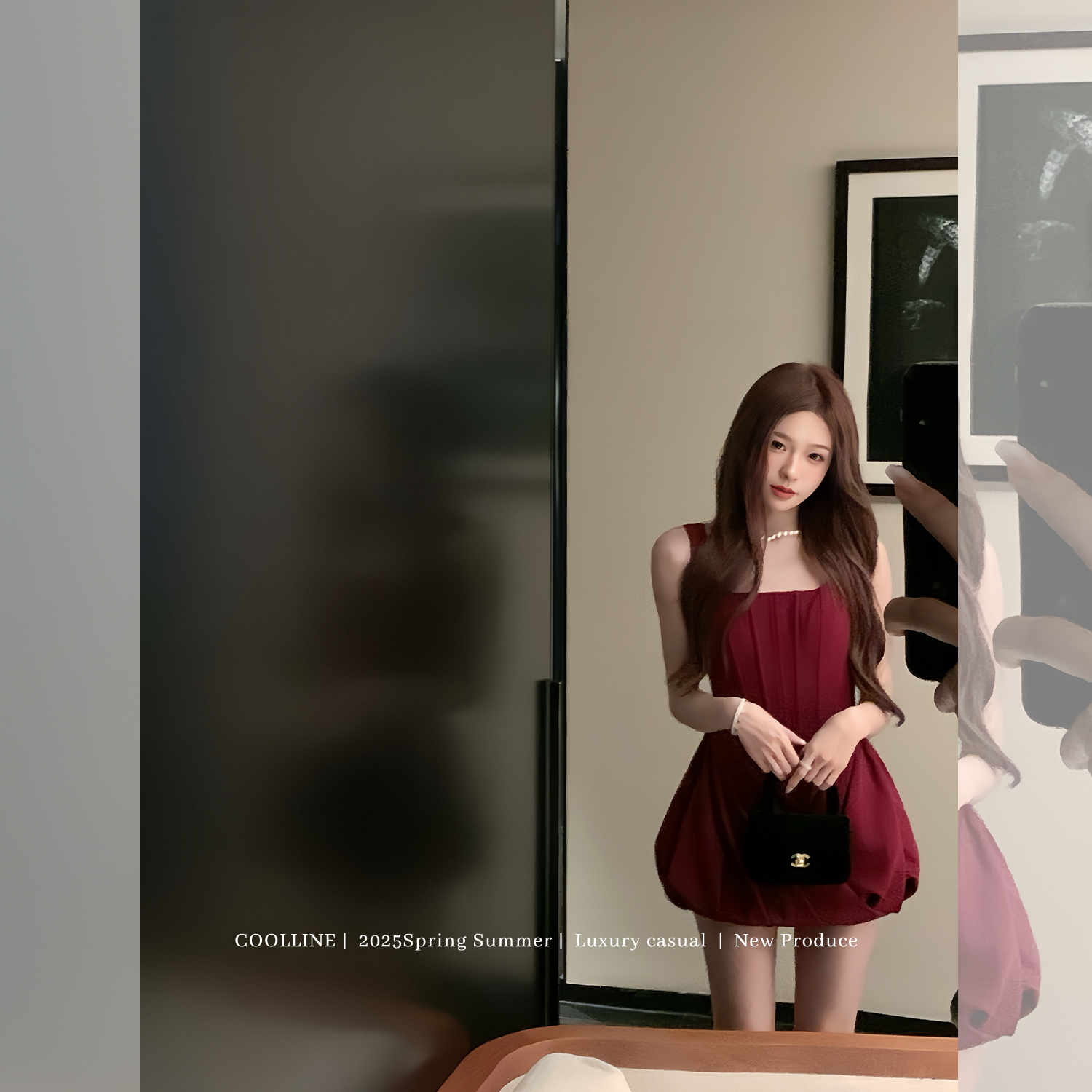 COOLLINE林子熙高级红色连衣裙